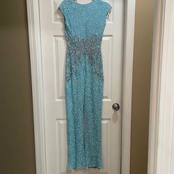 Primavera Blue Size 10 50 Off Belt Turquoise Jumpsuit Dress on Queenly