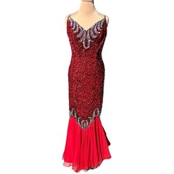 Mike Benet Formals (Vintage) Red Size 14 70 Off Jewelled Vintage Sequin Mermaid Dress on Queenly
