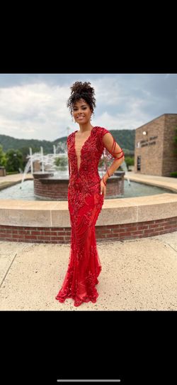 Giannina Azar Red Size 4 Pageant Custom Tall Height Free Shipping Straight Dress on Queenly