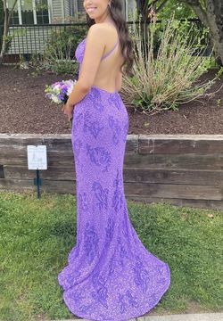 Aleta Purple Size 6 Black Tie Prom Straight Dress on Queenly