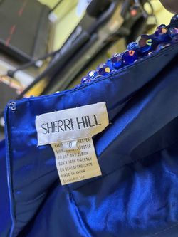 Sherri Hill Blue Size 10 Prom Black Tie Military A-line Dress on Queenly