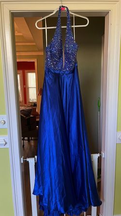 Sherri Hill Blue Size 10 Prom Black Tie Military A-line Dress on Queenly