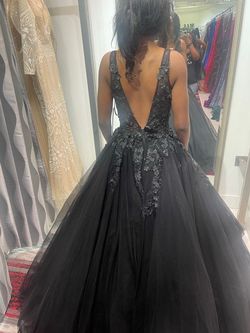Jovani Black Size 4 Wednesday Backless Ball gown on Queenly