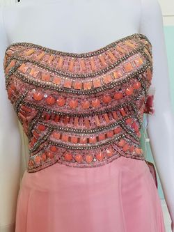 Tony Bowls Pink Size 6 Sweetheart Floor Length Prom Sequined Beaded Top A-line Dress on Queenly