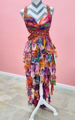 Dave and Johnny Multicolor Size 4 Euphoria Midi Plunge Homecoming Cocktail Dress on Queenly