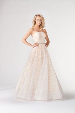 Style 19903 Ellie Wilde Colette White Size 8 Embroidery Wedding Strapless Ball gown on Queenly