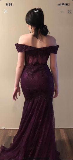 Jovani Purple Size 00 Military Lace Mermaid Dress on Queenly