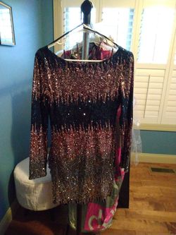 B. Darlin Multicolor Size 6 Sequined Long Sleeve Midi Cocktail Dress on Queenly