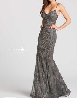 Ellie Wilde Silver Size 2 Floor Length Pageant Straight Dress on Queenly