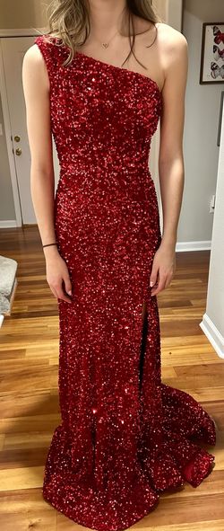 Sherri Hill Bright Red Size 2 Free Shipping Prom Side slit Dress on Queenly