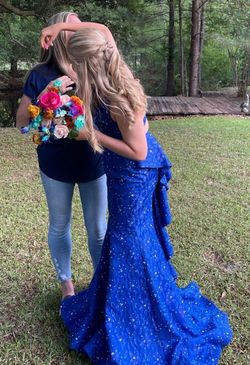 Blush Blue Size 6 Pageant Floor Length Mermaid Dress on Queenly