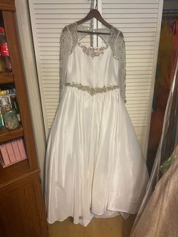 Little rosie White Size 14 Long Sleeve Bridgerton Girls Size Prom Ball gown on Queenly