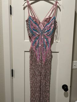 Tarik Ediz Multicolor Size 4 Prom Floor Length Side slit Dress on Queenly