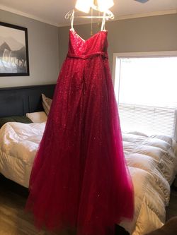 Jovani Hot Pink Size 16 Strapless Plus Size Ball gown on Queenly
