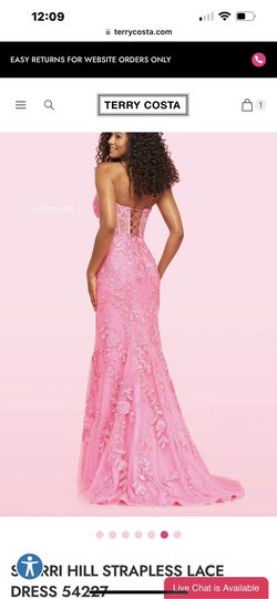 Style  54227 SHERRI HILL STRAPLESS LACE DRESS  Purple Size 00 Floor Length Straight Dress on Queenly