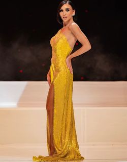 Sherri Hill Yellow Size 2 Asymmetrical Jewelled Pageant A-line Dress on Queenly