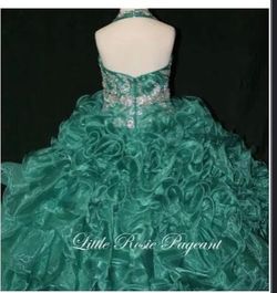 Little Rosie Green Size 12 Black Tie Pageant Free Shipping Floor Length Ball gown on Queenly
