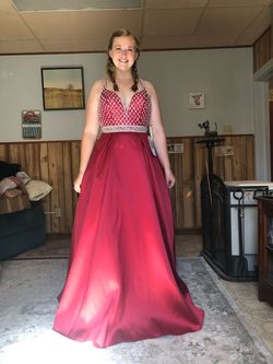Macy's Red Size 8 Floor Length At Home Ball gown on Queenly