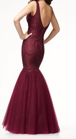Mon Cheri Red Size 4 Floor Length Prom Mermaid Dress on Queenly