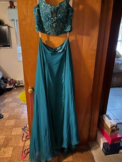 Rachel Allan Blue Size 16 Plus Size Military Prom A-line Dress on Queenly