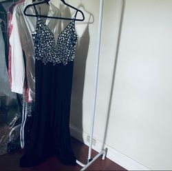 Xscape Black Size 6 Floor Length Jersey Side slit Dress on Queenly