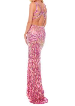 Precious Formals Hot Pink Size 10 Black Tie Barbiecore Fully Beaded Prom Straight Dress on Queenly