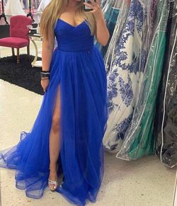La Femme Blue Size 8 Prom Black Tie Military A-line Dress on Queenly