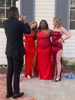 Sherri Hill Red Size 18 Free Shipping Prom Military Straight Dress on Queenly