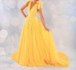 Tarik Ediz Yellow Size 6 50 Off Ball gown on Queenly