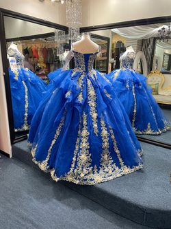 Style -1 Mary's Blue Size 6 Black Tie Prom Quinceanera Ball gown on Queenly