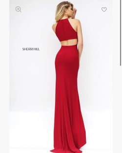 Sherri Hill Red Size 12 Floor Length Plus Size Side slit Dress on Queenly