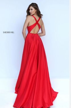 Sherri Hill Red Size 0 Black Tie Side slit Dress on Queenly