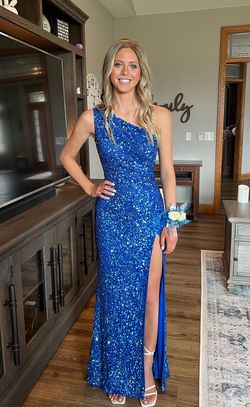 Ashley Lauren Royal Blue Size 00 Prom Military Sequin Straight Dress on Queenly