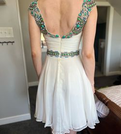 Sherri Hill White Size 2 Midi Graduation Bachelorette Bridal Shower Cocktail Dress on Queenly