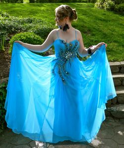 Blush Prom Blue Size 10 Floor Length Medium Height A-line Dress on Queenly
