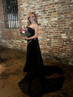 Style None Sherri hill  Black Size 2 None Prom Sherri Hill Side slit Dress on Queenly