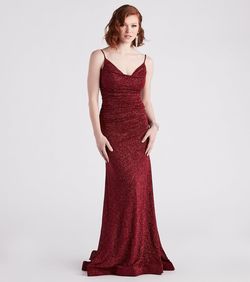 Style 05002-2492 Windsor Red Size 0 Train Homecoming Military Mermaid Dress on Queenly
