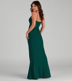 Style 05002-1802 Windsor Green Size 16 V Neck Jersey Side slit Dress on Queenly