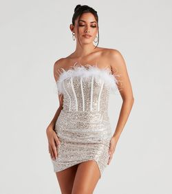 Style 05101-1925 Windsor Nude Size 12 Sequin Mini Jewelled Sheer Cocktail Dress on Queenly
