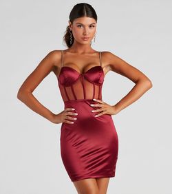 Style 05103-4441 Windsor Red Size 4 Sheer Straight Dress on Queenly