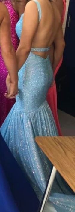 Sherri Hill Blue Size 0 50 Off Black Tie Free Shipping Floor Length Mermaid Dress on Queenly