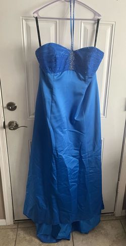 Alfred Angelo Blue Size 12 Spaghetti Strap Plus Size Train Dress on Queenly