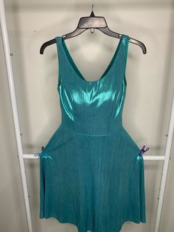 Ashley Lauren Blue Size 2 Shiny Teal Cocktail Dress on Queenly