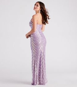 Style 05002-2991 Windsor Purple Size 8 Sequined Floor Length Mermaid Dress on Queenly