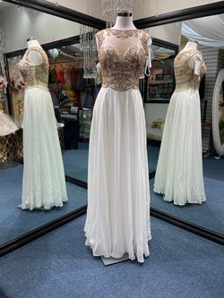 Cinderella Divine White Size 8 Military Prom Floor Length Straight Dress on Queenly