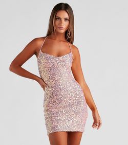 Style 05101-1646 Windsor Pink Size 8 Sequin Party Euphoria Cocktail Dress on Queenly