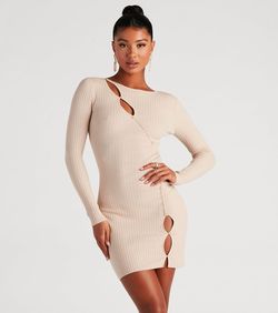 Style 06005-1542 Windsor Nude Size 12 Cut Out Keyhole Mini Cocktail Dress on Queenly