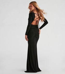 Style 05002-2382 Windsor Black Size 0 Long Sleeve Sleeves Corset Mermaid Dress on Queenly