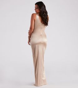 Style 05002-6977 Windsor Gold Size 0 Floor Length Mini One Shoulder Prom Side slit Dress on Queenly