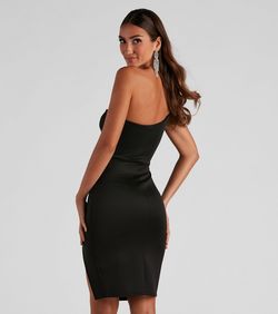 Style 05101-1290 Windsor Black Size 8 Party Midi Side slit Dress on Queenly